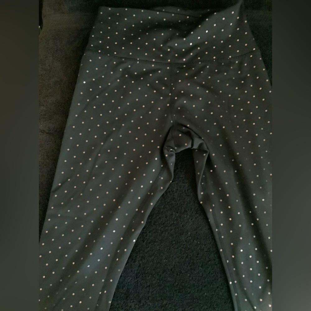 Glyder Black Leggings with White Polka Dots